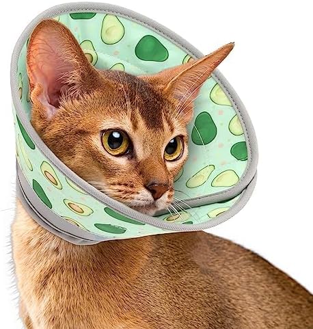 Cat Cone Collar Soft, Comfortable Cat Recovery Collar Pet Cone for Small Large Cats, Lightweight Elizabethan Collar for Cats Kittens After Surgery Prevent from Licking Wounds, Green, M