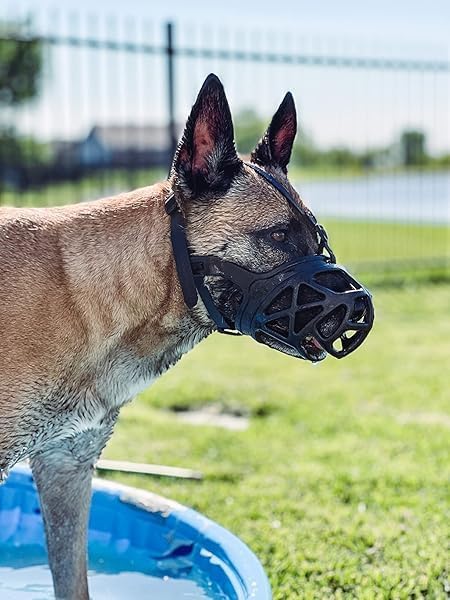 Mayerzon Dog Muzzle, Breathable Basket Muzzles for Small, Medium, Large and X-Large Aggressive Dogs Beagle German Shepherd Doberman, Cage Mouth Guard Stop Biting Chewing for Grooming Training