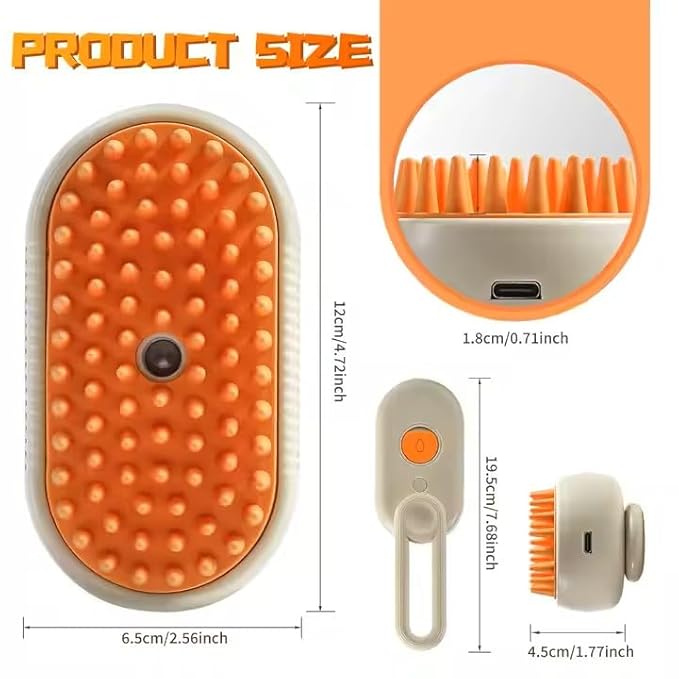 3-in-1 Steam Pet Brush for Cats & Dogs β Self-Cleaning Grooming Comb with Spray Mist, Massage & Shedding, Rechargeable USB, Anti-Static, Foldable Handle β White (WHITE)