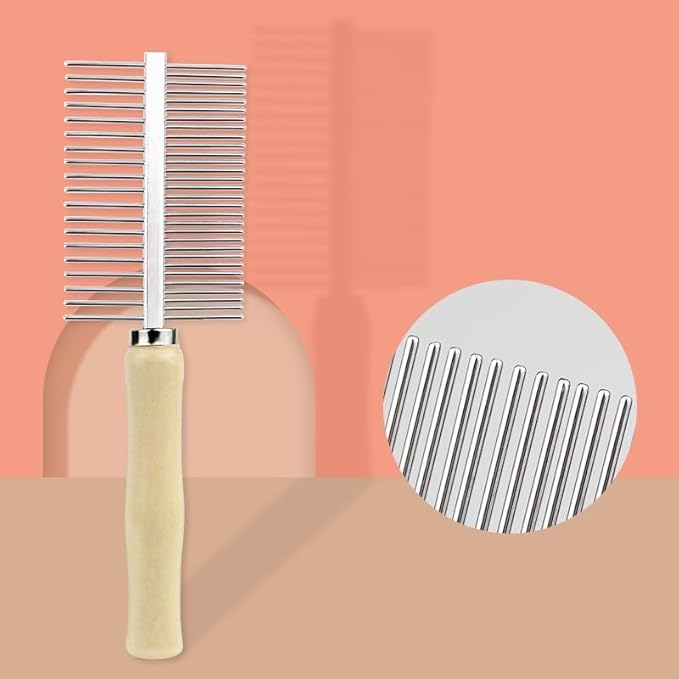 Professional Metal Dog Grooming Comb | 3 PCS Wooden Handled Pet Comb for Dogs and Cats | Removes Tangles, Dematting, Detangling | Great for Matted Hair