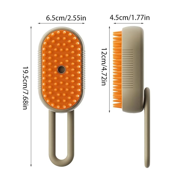3 in 1 Cat Steam Brush, Pet Steam Cats Brushes Rechargeable Anti-Static Grooming Brushe, Vibration Massage Cleaning Shedding & Combing Multifunctional Hair Removal Comb for Cats Dog (Khaki)