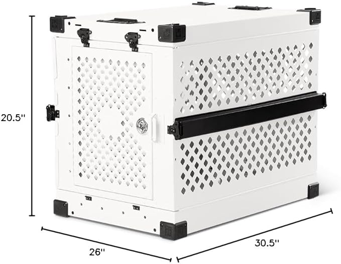 Impact Collapsible Dog Crate - Foldable Hard Crate for Medium Dogs - Heavy Duty Travel Kennel with Powder-Coated Aluminum - Quick Setup for Indoor & Outdoor (White, 30" (30.5" L x 20.5" W x 26" H))
