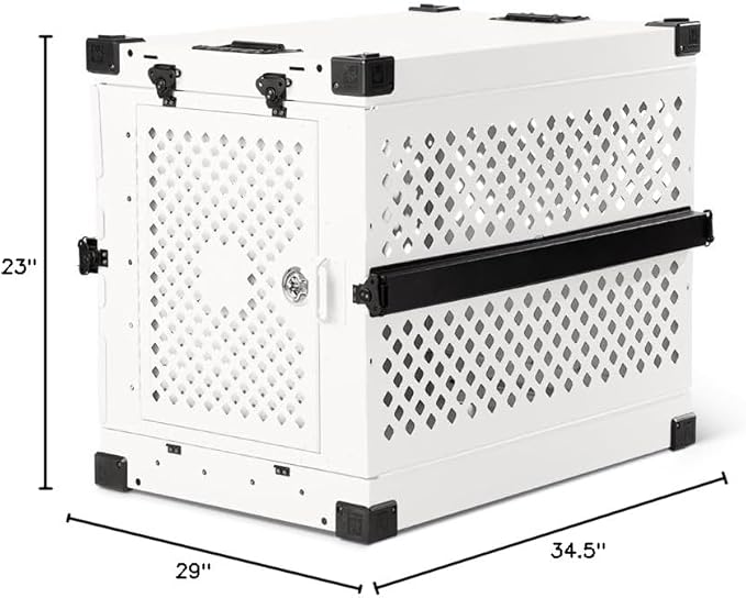 Impact Collapsible Dog Crate - Foldable Hard Crate for Intermediate Dogs - Heavy Duty Travel Kennel with Powder-Coated Aluminum - Quick Setup for Indoor & Outdoor (White, 34" (34.5" L x 23" W x 29" H)