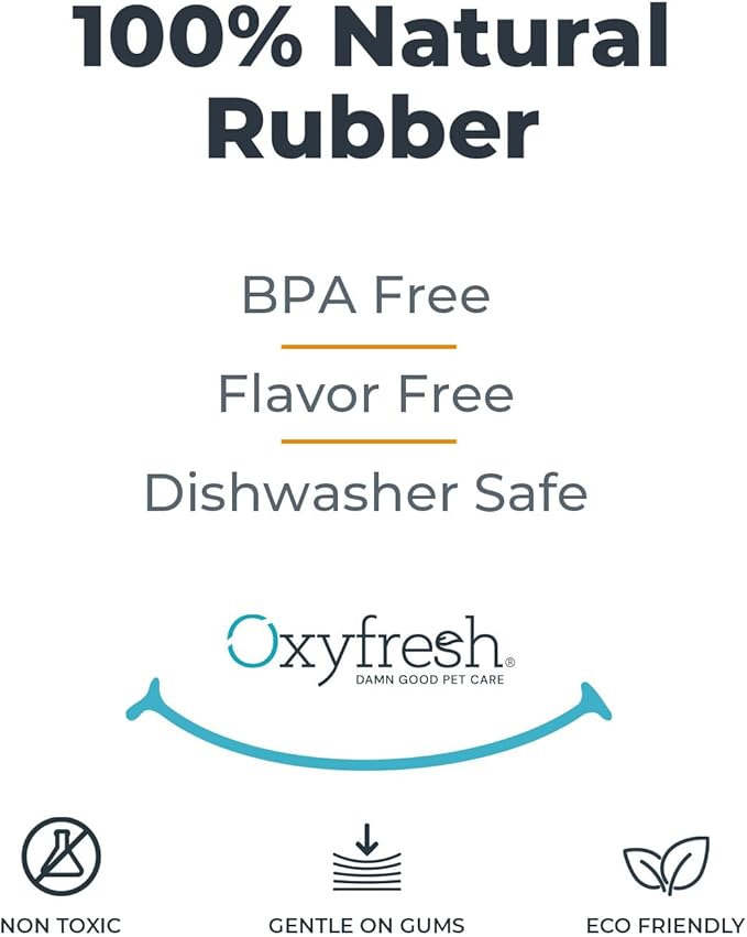 Oxyfresh Dog Dental Chew Toy - Best Durable Rubber Dog Toy & Puppy Teething Toy - Helps Remove Plaque, Cleans Teeth & Freshens Breath Without Brushing (Small)