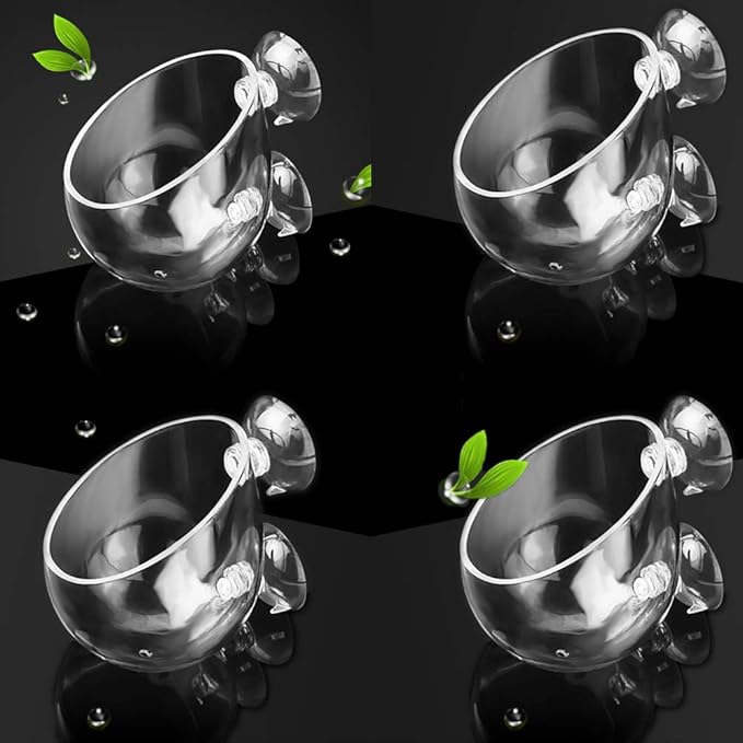 capetsma 4X Crystal Glass Aquarium Plant Pot, Aquarium Aquatic Planter, Red Shrimp Live Plants Fish Tank Glass Holder with 4X Suction Cups for Aquarium Fish Tank Decorations ⦠(4 Pack)ā¦