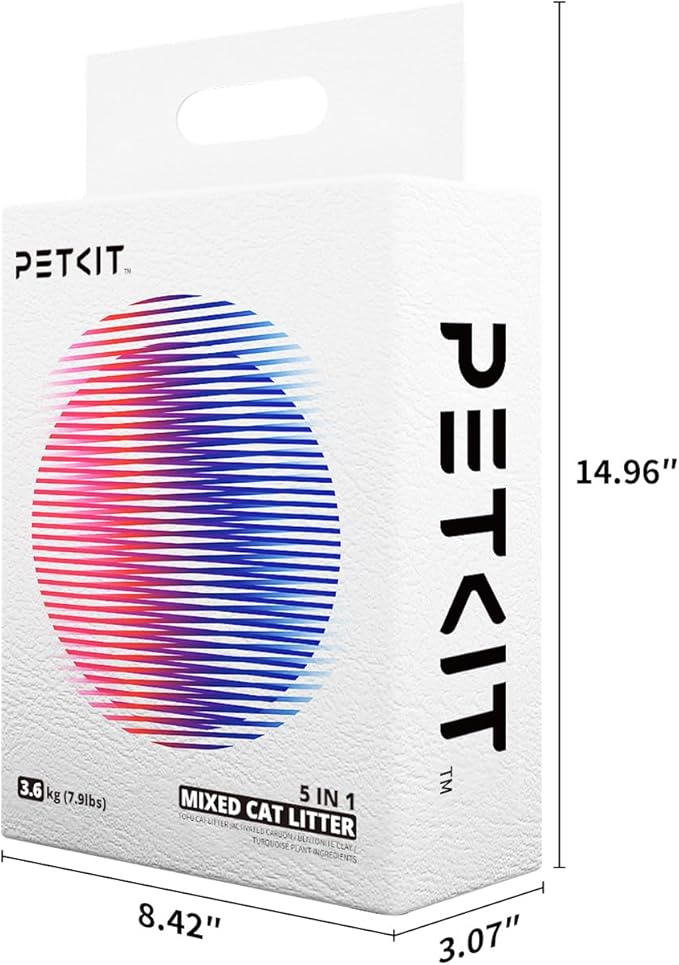 PETKIT Mixed Cat Litter Fast Clumping,Flushable,Ultra Absorbent, 100% Natural Ingredients Litter,Water Dissolvable,Really Dust-Free,Low Tracking Bentonite Tofu Litter ( 7.9 lb×4 Bags)