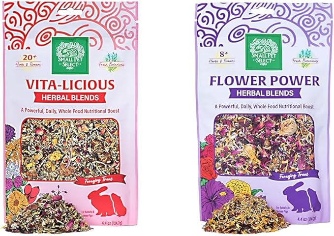 Small Pet Select Vita-Licious Essentials - Natural Herbal Treats Flower Power Herbal Blend, a Natural Herbal Treat for Rabbits and Guinea Pigs, 4.4 oz
