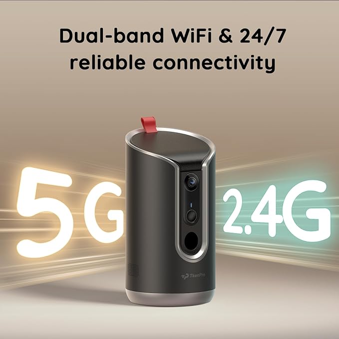 2K Pet Camera Treat Dispenser, AI Photo Album, Dog Camera with 360° Auto Tracking & 5G/2.4G WiFi, 2-Way Talk, Remote Treat Tossing, Motion Alerts for Cats Indoor