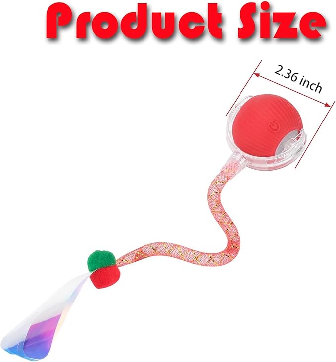 Speed 2.0 Tail Interactive Cat Toys for Indoor Cats, Chirping & Motion Activate Cat Toy, Smart Kitten Rolling Ball Moving Ball Toys, Rechargeable Dog Cat Bal l for Enrichment Exercise (Green)