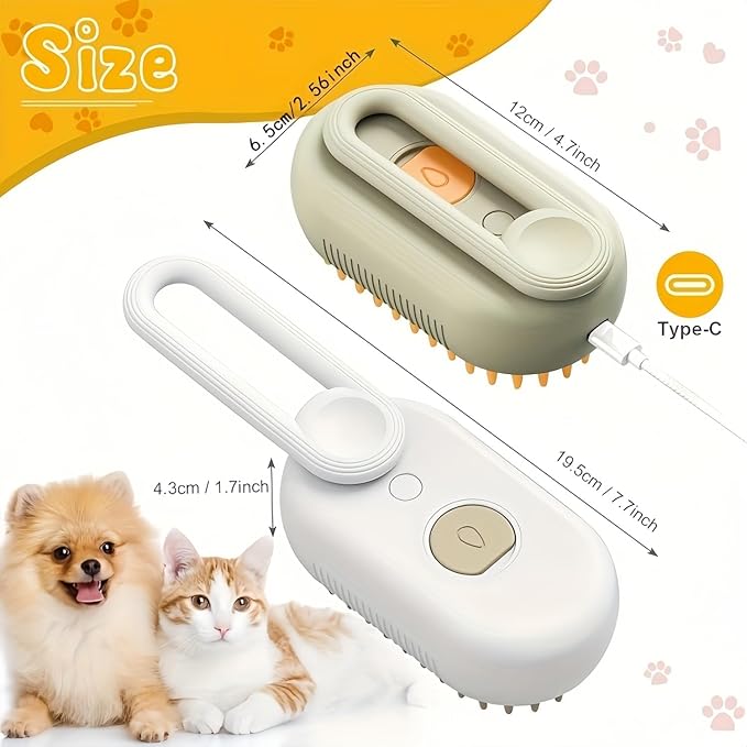 Cat Hair Steam Brush for Shedding,Cloud Care Cat Brush, 2024 Best Cat Steam Brush, Pet Steam Brush, 3-in-1 Self-Cleaning Cat Brush with 360° Rotating Arm, Detachable Silicone Bristle Head (White)