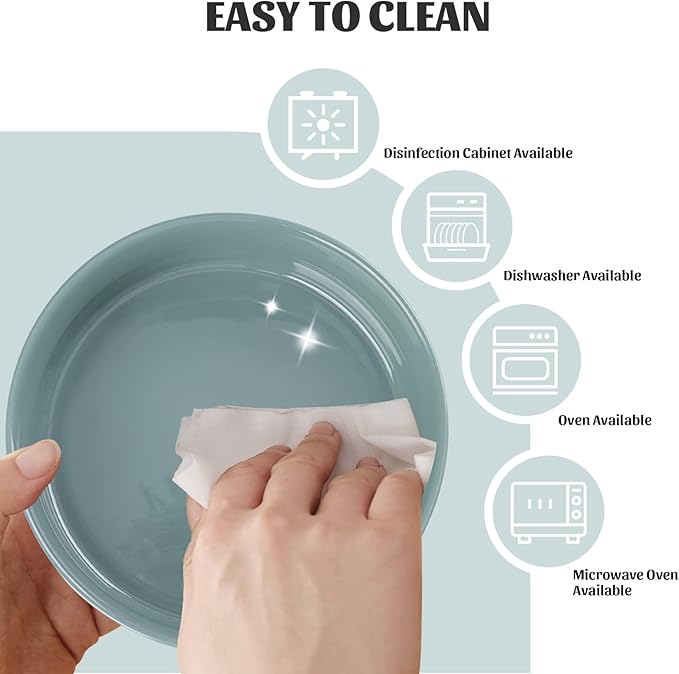 SPUNKYJUNKY 15° Slanted Ceramic Dog and Cat Bowl with Wooden Stand, Tilted Bulldog Food and Water Bowl No Slip Non-Spill for Cats Medium Dogs Big Face Pets 28.7 OZ (3.6 Cups, Light Green × 2)