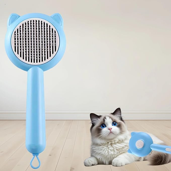 Cat Brush for Shedding,Pet Grooming Tool for Dogs,Cat Hair Brush with Self Cleaning Button for Deshedding, Easy to Removes Loose Fur