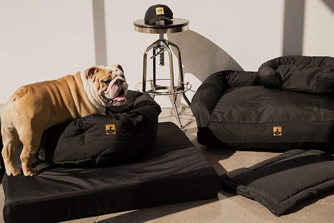 K9 Ballistics Tough Ripstop Orthopedic Rectangle Dog Bed Removable Washable Cover, Solid Orthopedic Foam for Large Dogs 40"x34", Obsidian Black