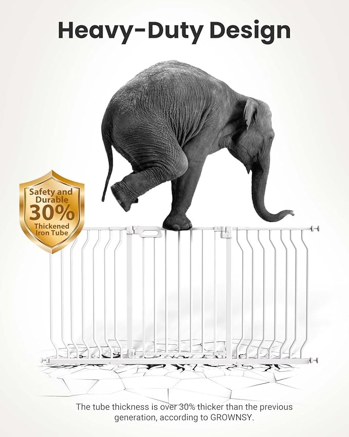 Mom's Choice GROWNSY Baby Gate, 29.5"-53" Auto-Close Dog Gate for Stairs & Doorways, Pressure-Mounted Easy Install Baby Gate - No Drill, Anti-Trip, Walk Through, Safe & Durable