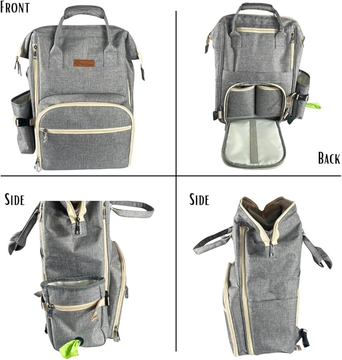 Tito's Closet Dog Travel Bag Includes Dog Travel Accessories 2-Pack Dog Travel Bowl, 2 Dog Food Containers, Dog Treat Bag (Gray), DB2024