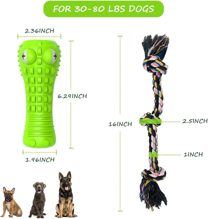 Dog Toys for Aggressive Chewers Large Medium Breed, Indestructible Dog Toothbrush Chew Toys, Squeaky Interactive Tough Extremely Durable, Dogs Toys to Keep Them Busy