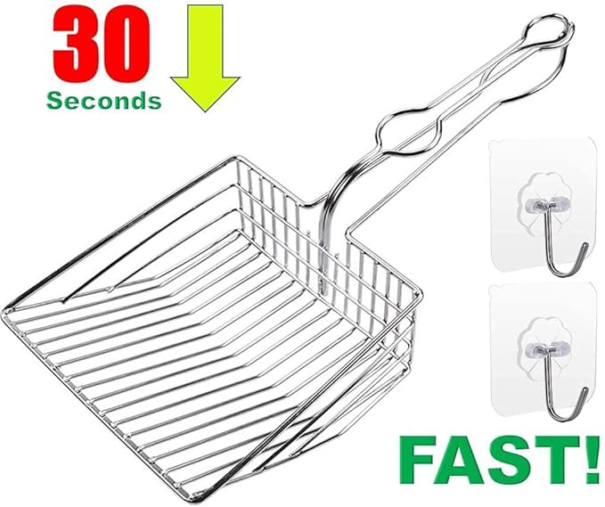 All Metal Litter Scoop, Solid Metal Sifter, Cat Litter Scoop Metal Jumbo, Cat Urine Scoop, Litter Scooper with Holder, Litter Scooper Holder, Jumbo Cat Litter Scoop Sifter Scooper Holder