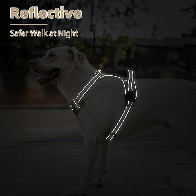 PUPTECK No Pull Dog Harness for Large, Adjustable Reflective Dog Harness with Handle Easy Control, Comfortable Soft Padded Pet Vest Harness for Large Dogs, Camouflage L