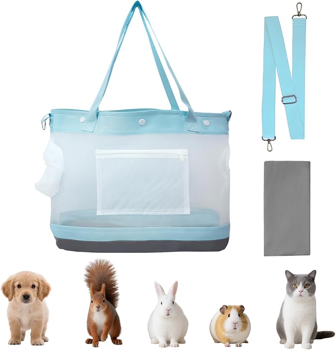 Dog Purse Carrier for Small Dogs Cat Kitty Puppy Rabbit Bunny Dog Cat Bag Carrier for Animals up to 22lbs Soft Sided Collapsible Pet Carrier Sling for Outing Travel Vet-Light Blue