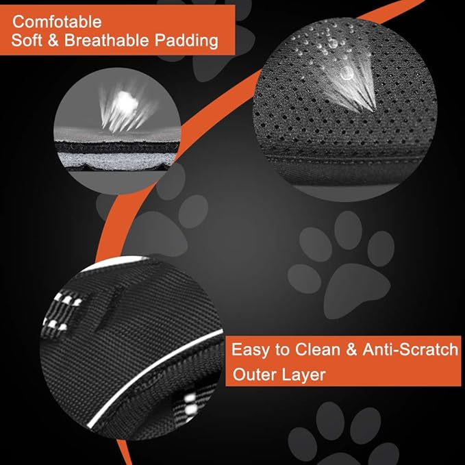 PHOEPET Reflective Dog Harness No Pull Large Breed Vest with 2 Metal Leash Attachment Hooks(L, Purple)