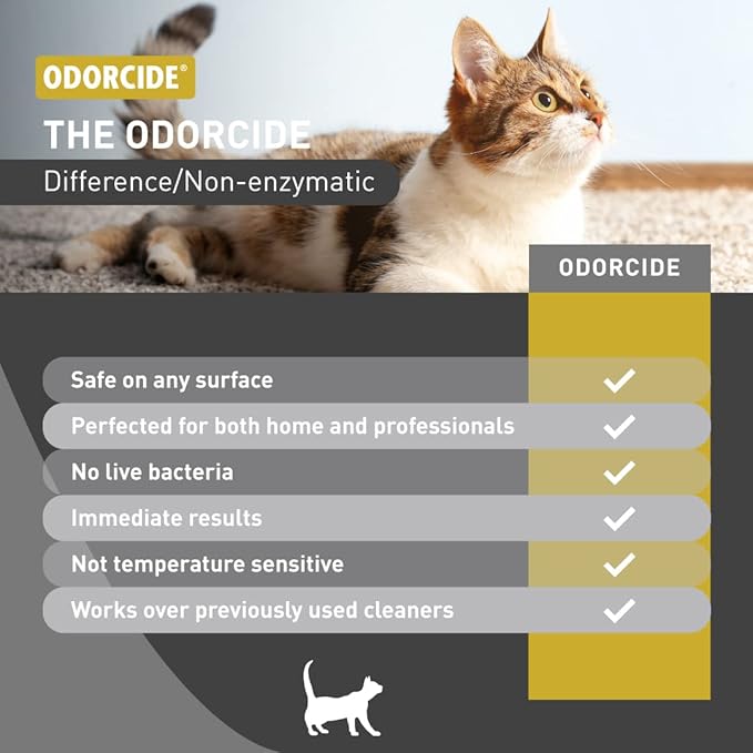 Odorcide Cat Attack Concentrate Odor Eliminator - Cat Urine Remover for Carpet & Upholstery - Litter Box Odor Eliminator - 16 oz