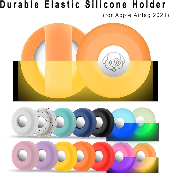 Airtag Holder for Dog Collar, Cibaabo Silicone Air Tag Case Cover Compatible with Apple Airtags for 0.8-1.2inch Cat Pet Collar Harness Loop