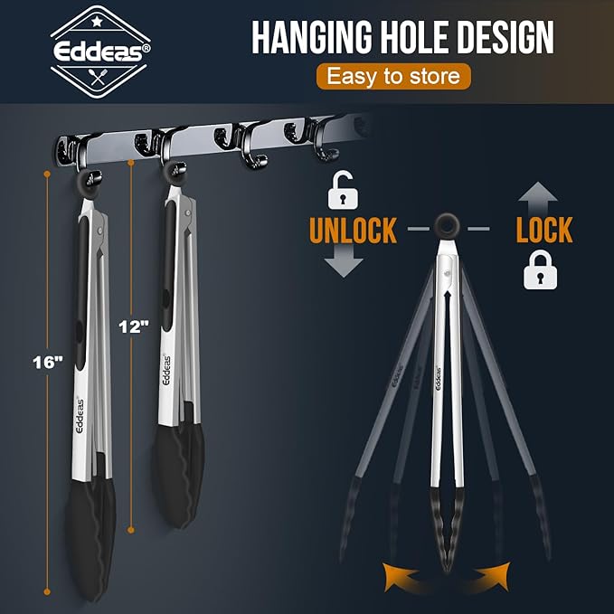 17 & 12 Inch Extra Long Kitchen Tongs with Silicone Tips, Heat Resistant 600 Degrees Silicone Tong, Stainless Steel Tongs for Cooking, Food, Bbq, Grilling, Barbecue, Dishwasher 2 Pack