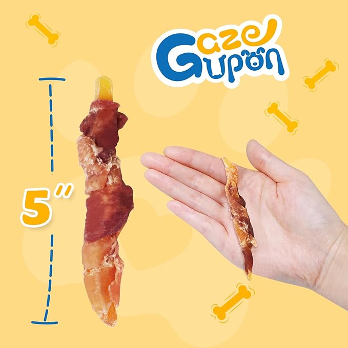 gazeupon Dog Treats,Chicken&Duck Wrapped Sweet Potato,Healthy Training Snacks for Dogs, Rawhide Free,14.1 oz