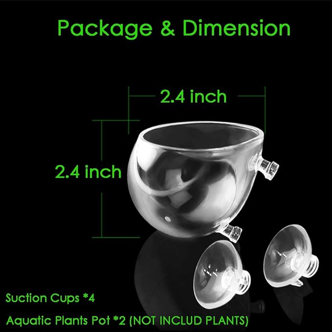 capetsma 2X Crystal Glass Aquatic Plant Pot, Planter, Red Shrimp Live Plants Fish Tank Holder with 4X Suction Cups for Aquarium Aquascape Decoration…