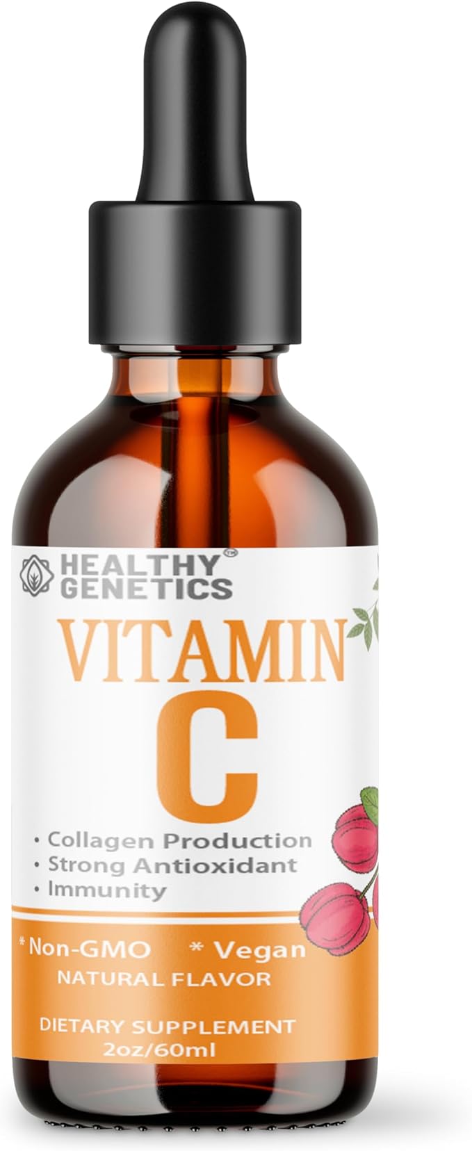Vitamin C Supplement | Liquid Vitamin C Liquid Drops for Adults & Kids | Acerola Cherry | Immune Support Supplement | Antioxidant | Skin | Vegan | Non-GMO | Gluten Free | 2 Fl
