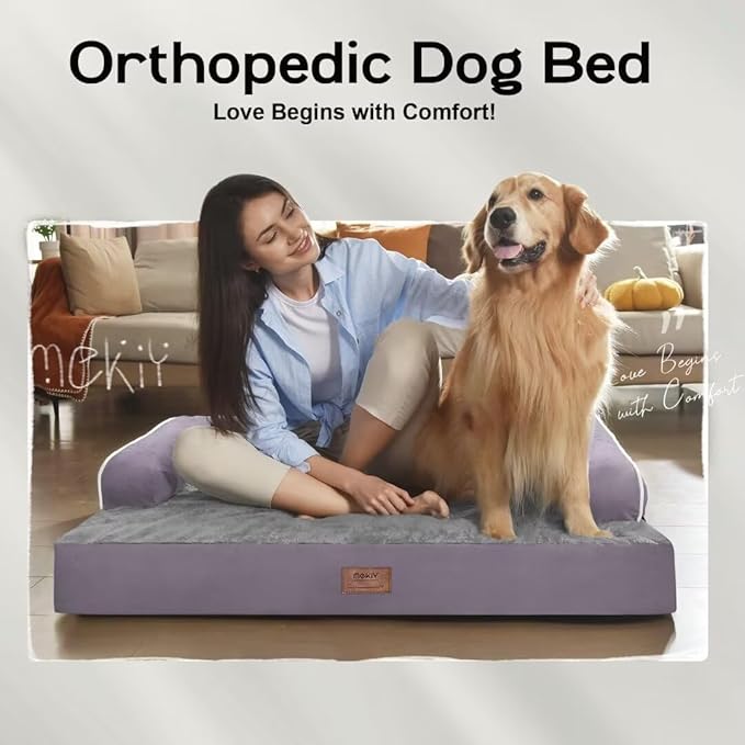 Small Dog Bed Waterproof Orthopedic Dog Beds for Medium Sized Dogs Comfy Pet Cat Bed with Sides, Washable Removable Cover