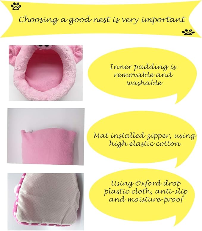 LEFTSTARER Guinea Pig Rat Bed and Hideout for Ferret Hedgehog Sleep and Hide, Hamster Small Pet Animals Supplies Toy Cage Accessories Nest