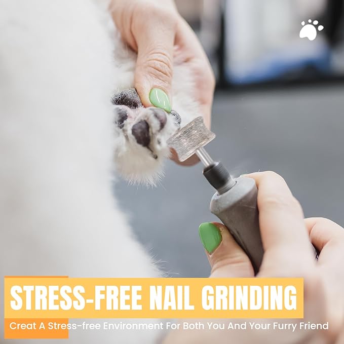 CAELUM Diamond-Coated Pet Nail Grinder Bit, 1/8” Shank for Dremel Nail Tools, Durable & Low-Noise Nail Trimmer for Dogs, Top & Side Grinding, Gentle, Precise Nail Grooming(80grit)
