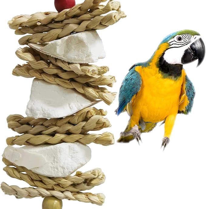 kathson 5PCS Wood Bird Perch Wooden Parrot Stand Toy Parakeet Standing Platform Chew Toys Natural Cuttlebone Paw Grinding Stick Cockatiels Cage Accessories Exercise Toy for Conures Budgies Lovebirds
