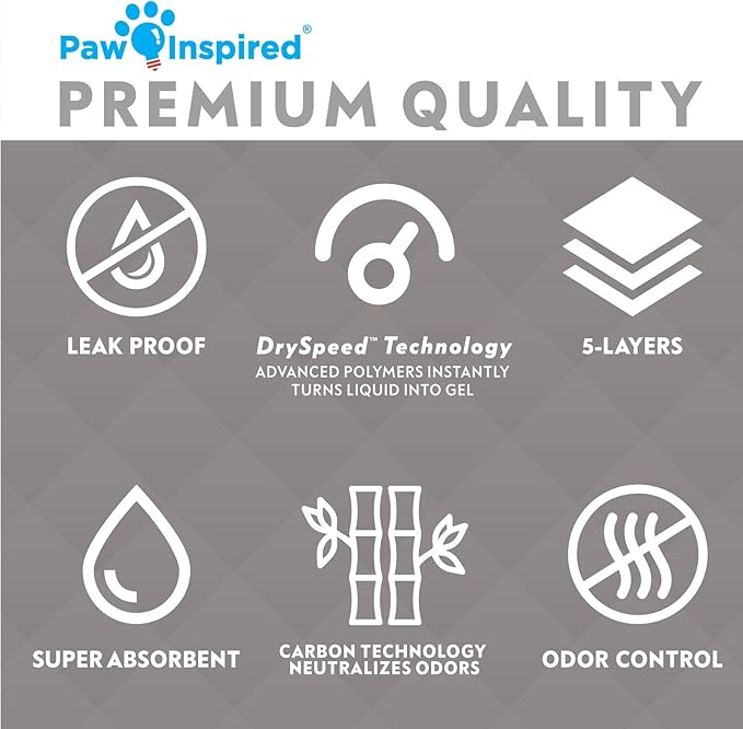 Paw Inspired Disposable Guinea Pig Cage Liners | Bamboo Charcoal Odor Controlling | Super Absorbent Liners Pee Pads for Ferrets, Rabbits, Hamsters, and Small Animals (47" x 26" (Midwest), 8 Count)