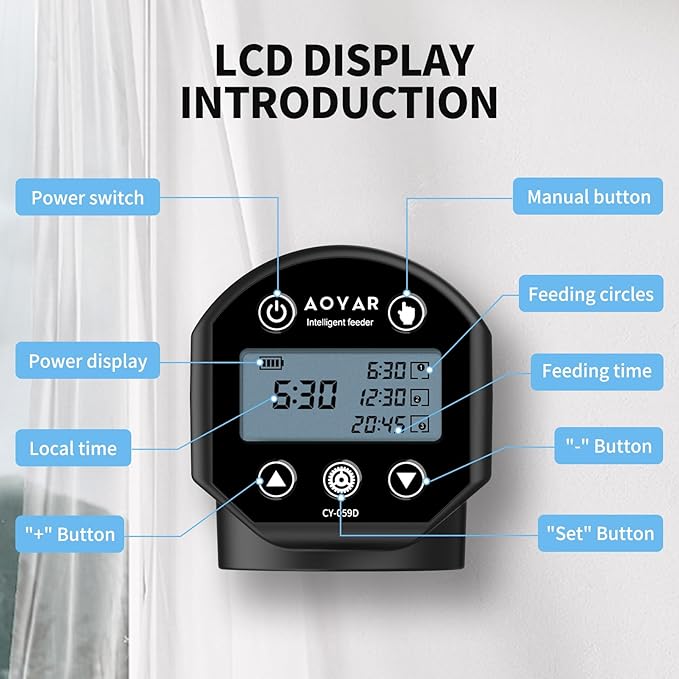 Automatic Fish Feeder Dispenser for Aquarium: Rechargeable Auto Feeders for Tank Turtle Pond Betta - 200ml Smart Food Feeding Timer Dispensers for Flake Pellet Vacation Weekend
