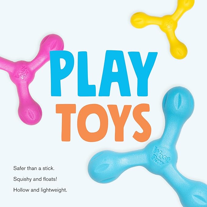 WEST PAW Zogoflex Air Skamp Tug-of-War Stick Dog Chew Toy – Hollow, Squishy Interactive Toy for Dogs, Puppies – for Chewing, Catch, Carry, Fetch, Dishwasher Safe, Latex-Free, Large 8.5", Aqua Blue