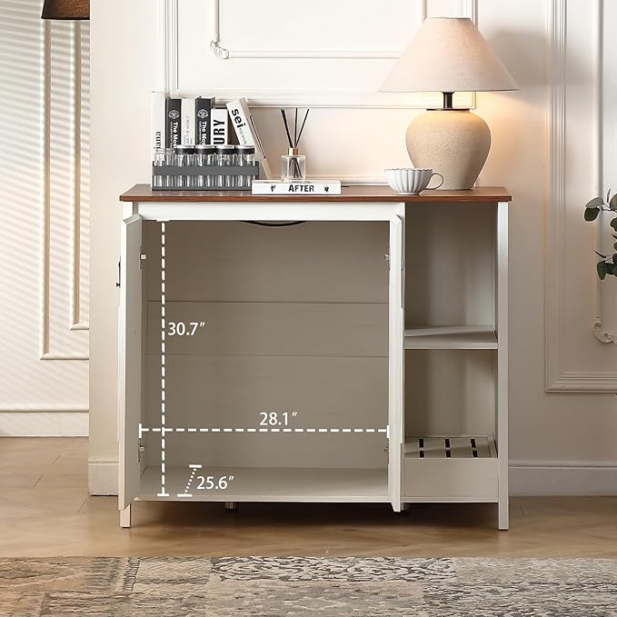 Cat-Faced Doors Cat Litter Robot Enclosure,Automatic Litter Box Enclosure for Litter Robot 3/4,Power Outlet for cat Litter Cabinet,Litter Collector,Dog-Proof Shelf,Antique White