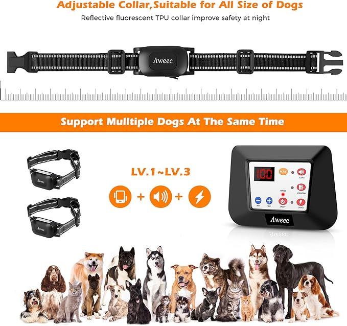 Wireless Dog Fence, 2-in-1 Electric Dog Fence & Training Collar with Remote, 2025 Pet Containment System, Dog Boundary Container,Suitable & Harmless for Small/Medium/Large Dogs