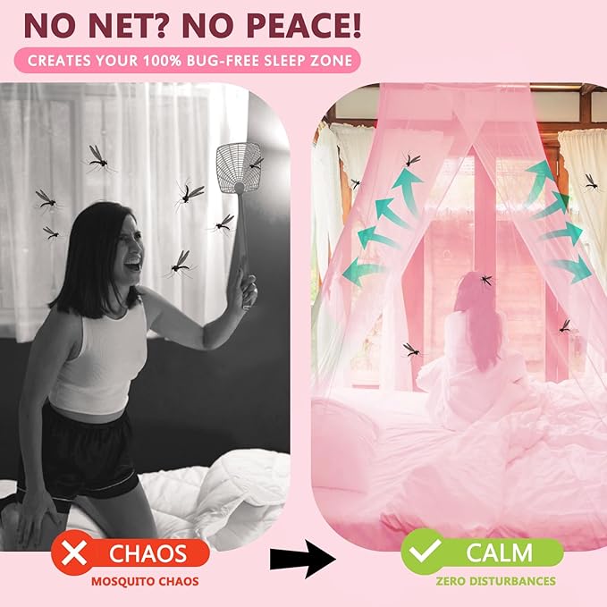 4 Corners Pink Full Size Mosquito Net for Bed Mosquiteros para Camas Bed Netting Canopy Mosquito Mesh for Camping Outdoor Travel Dormitory Home Bedroom Decor L75 X W54 X H75 Inch