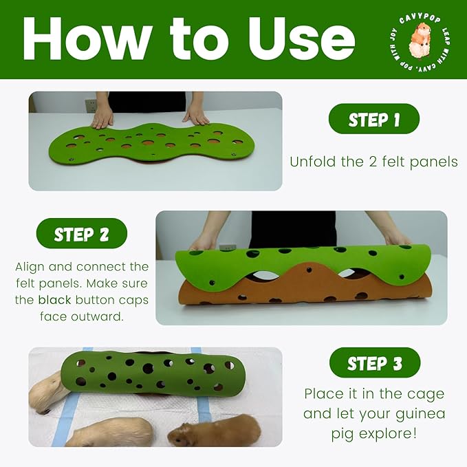 Guinea Pig Tunnel Foldable Fleece Hideout Tube with Cheese-Hole Design Soft Cozy Hideaway for Guinea Pig Cage Corner Indoor Play and Napping-Green