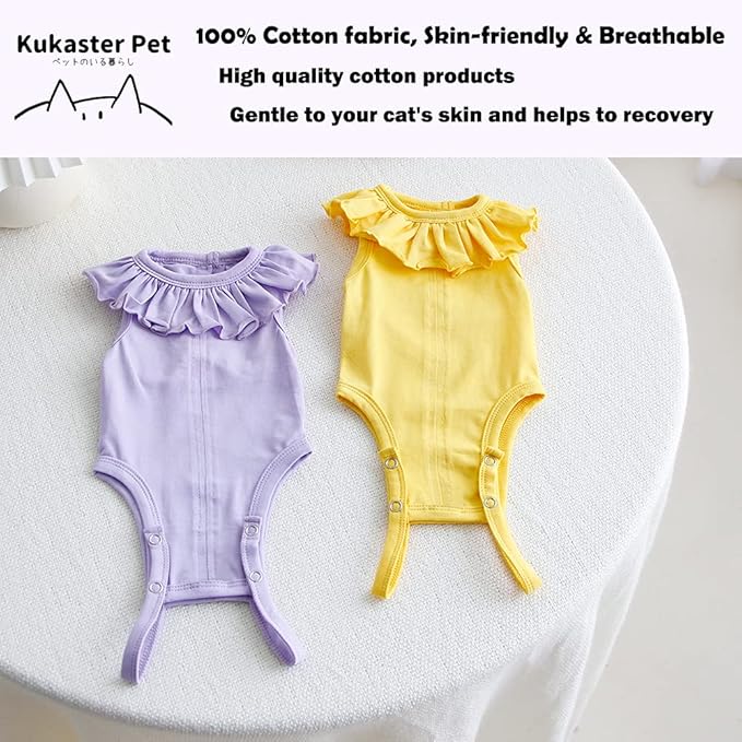 Cat Recovery Suit for Abdominal Wounds and Skin Diseases, Breathable Surgical Recovery Shirt After Surgery Wear Anti Licking Wounds,E-Collar Alternative for Cats Pet Kitten(RSC01-Navy-s)