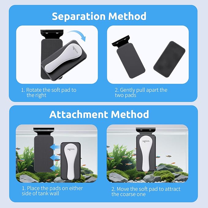 Magnetic Aquarium Glass Cleaner,Algae Scraper for Aquarium Fish Tank, Fish Tank Algae Clean Brush Dual-Sided Side Floating Aquarium Magnetic Brush (L)