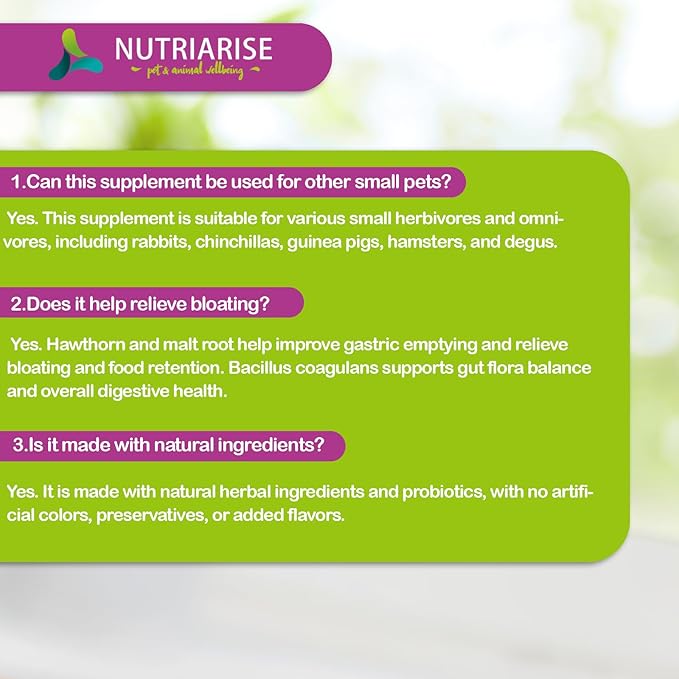 Digestive Support for Rabbits - High Fiber Probiotics, GI Stasis Prevention, Promote Gut Motility, Critical Care Herbivore Supplement, Rabbit & Guinea Pig Treats/Food, 36 Capsules