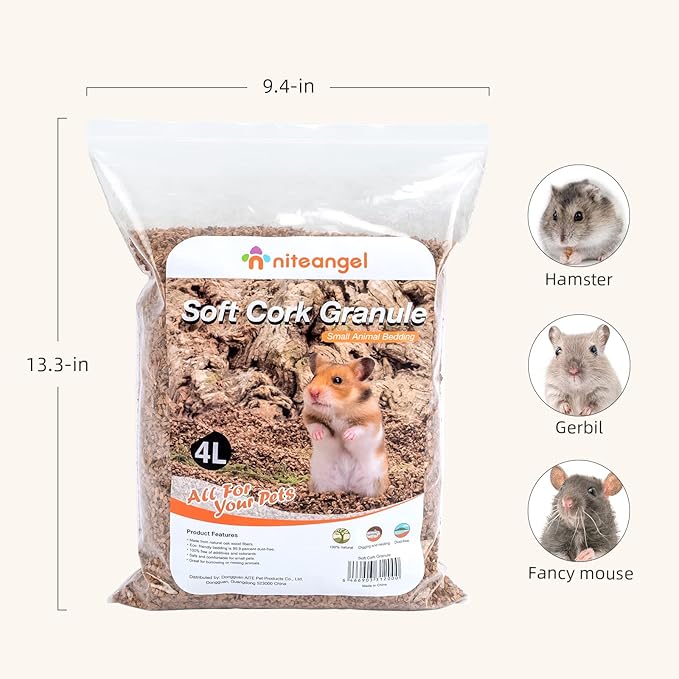 Niteangel Natural Coco/Cork Hamster Bedding Pet Litter for Dwarf Syrian Hamsters, Gerbils, mices, Degus or Other Small Animal