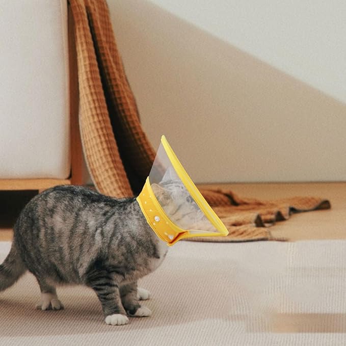 Pet Cone Recovery Dog Cone Adjustable Dog Collar Clear Padded Collar with Breathable Soft Edge, Plastic Puppy Cone Protect The Neck Surgery Recovery, Designed for Cats and Puppies (Yellow, M)