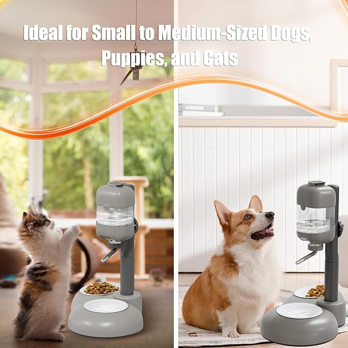 Puppy Bowls for Small Dogs,3 in 1 Bowl Set with Puppy Water Bottle and 2 Food Grade Ceramic Bowls,15°Tilted Dog Food and Water Bowl Set for Cats,Rabbits,Ferrets,Small Sized Dogs