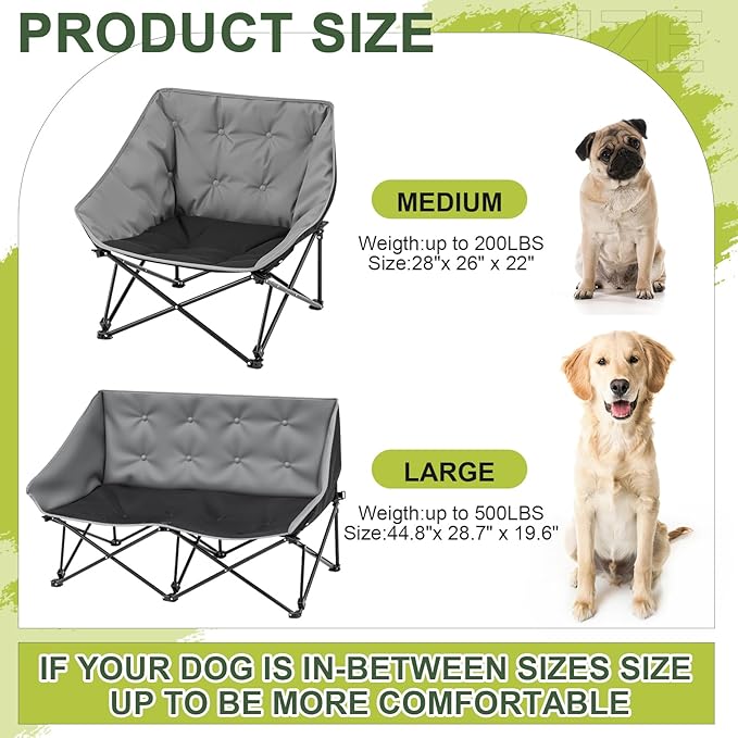 Portable Dog Camping Chairs for Dogs Raised Pet Bed for Outdoor Folding Chair Patio Lazy Puppy Cot Heavy Duty Pet Camping Gear(29 x 45 x 20 Inches,Check)