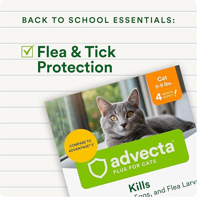Plus Flea Prevention for Cats, Cat and Kitten Treatment & Control, Small and Large, Fast Acting Waterproof Topical Drops, 6 Month Supply