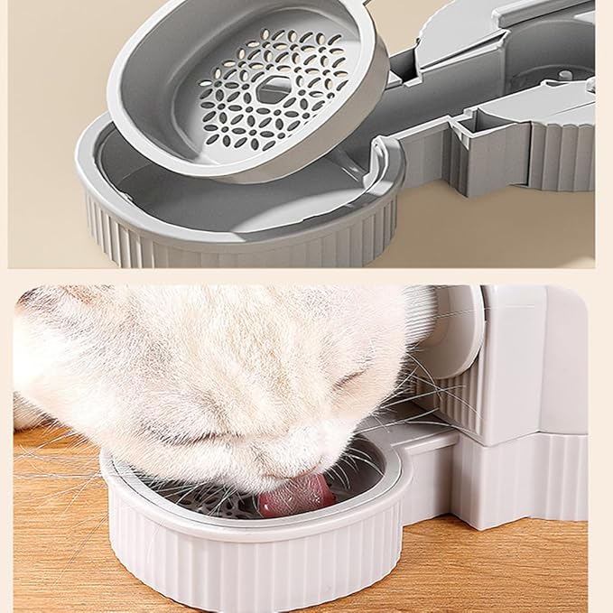 Hanging Automatic Bunny Food Water Dispenser, Gravity Rabbit Cage Feeder and Water Dispenser Ferret Cages Accessories, Cage Cat Food Bowl, for Chinchilla Guinea Pig Hedgehog (Grey)